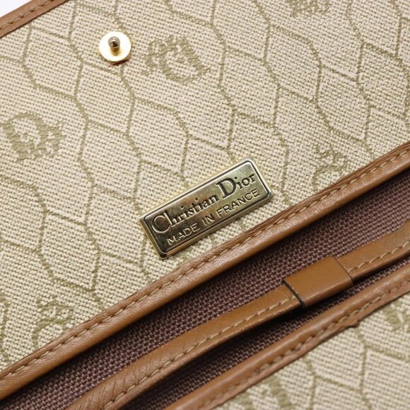 Christian Dior Honeycomb Canvas Shoulder Bag PVC Beige Gold Auth sw1104 - Picture 10 of 16